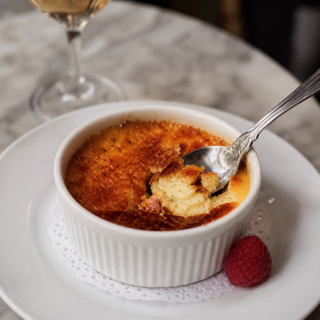 Crème brûlée à la cassure du sucre caramélisé