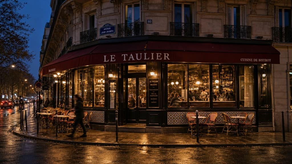 Façade du Taulier à la tombée du jour